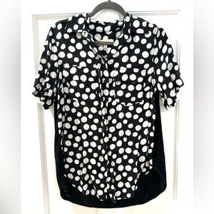 Anthropologie Polka Dot Black & White Soft Blouse Top